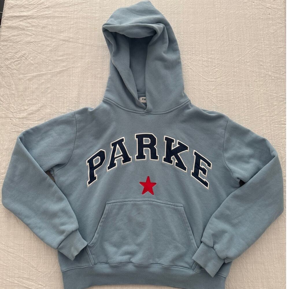 Parke | Sky blue + Navy Heritage varsity star hoodie sweatshirt | Small / Medium